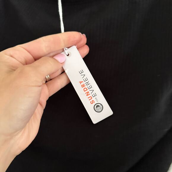 Sundry For Evereve Ribbed Ruched Knit Pull On Mini Skirt Black 1 - Picture 7 of 9